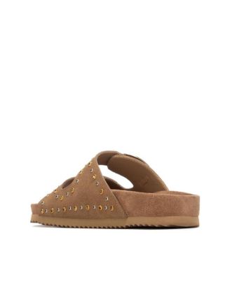 Women's Suede Double Strap Buckle Sandals