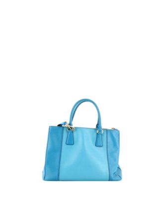 Medium Bicolor Double Zip Lux Tote Saffiano Leather