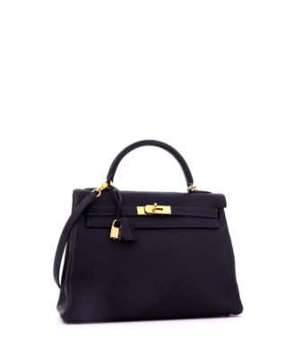Kelly 32 Handbag Blue Togo with Gold Hardware