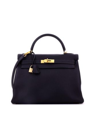 Kelly 32 Handbag Blue Togo with Gold Hardware