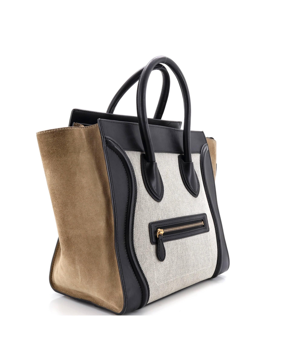 Pre-Owned Celine Micro Tricolor Luggage Bag Canvas and Leather