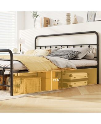 King Size Bed Frame with Headboard and Under Bed Storage