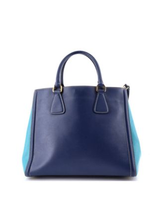 Small Bicolor Lux Convertible Open Tote Saffiano Leather