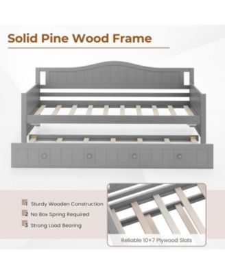 Pine Wood Twin Daybed with Trundle