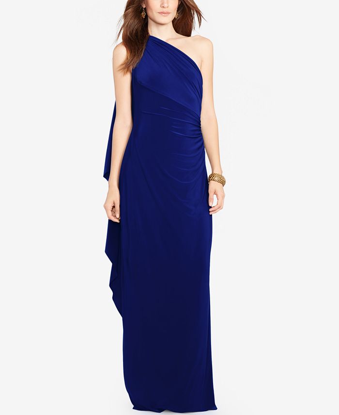 Lauren Ralph Lauren One-Shoulder Cape Gown & Reviews - Dresses - Women -  Macy's