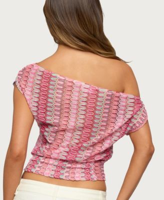 Women's Taniya Off Shoulder Zigzag Knit Top