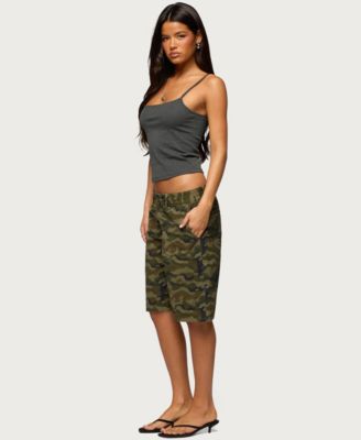 Women's Camo Denim Low Rise Bermuda Shorts
