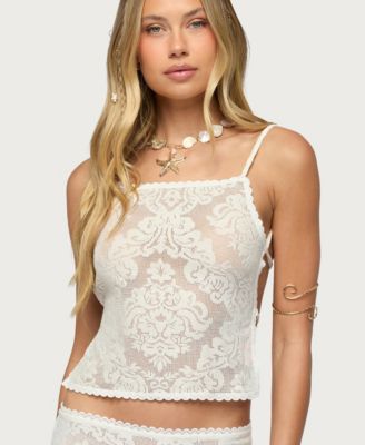 Women's Violette Sheer Lace Tie Back Top