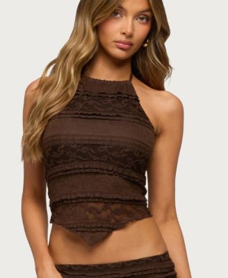 Women's Zoya Handkerchief Lace Halter Top