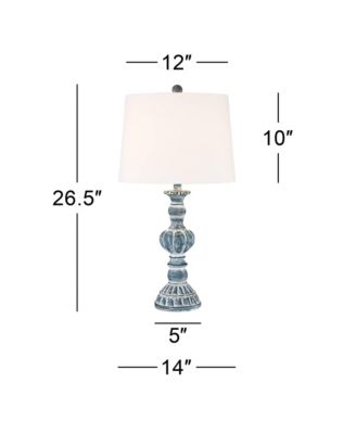 Tanya Coastal Vintage Table Lamps 26 1/2" High Set of 2  with Table Top Dimmers  Fabric Drum for Bedroom Living Room Kids