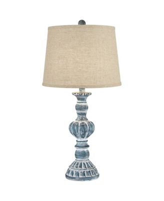 Tanya Country Cottage Table Lamps 26 1/2" High Set of 2 Burlap Linen Drum Shade for Bedroom Living Room Bedside Nightstand Home