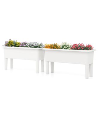 2 PCS Raised Garden Beds with Detachable Legs and Drainage Hole for Vegetables