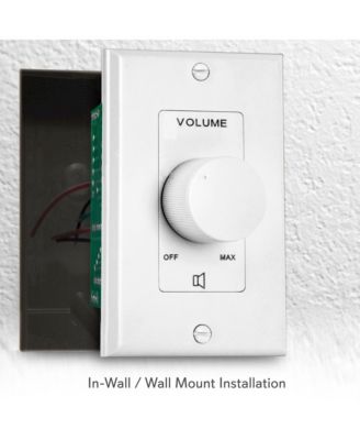 Wall Mount Volume Control Knob - Flush In-Wall Plate Rotary Style Adjustment, 20-20kHz Freq. Response Companion for Hi-Fi Four-Pair Speaker
