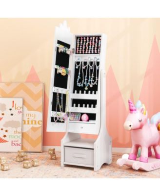 Princess Vanity Table and Stool Set with Jewelry Cabinet and Mirror Drawer