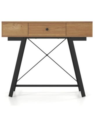 Flip Top Mirror Vanity Desk with Power Outlets and Storage Compartments