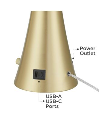 Karl 27 1/2" Tall Modern Table Lamps Set of 2 Full Range Dimmer USB Port Gold Metal Living Room Charging