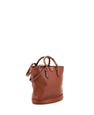 Medium Diana Bamboo Handle Round Tote Leather
