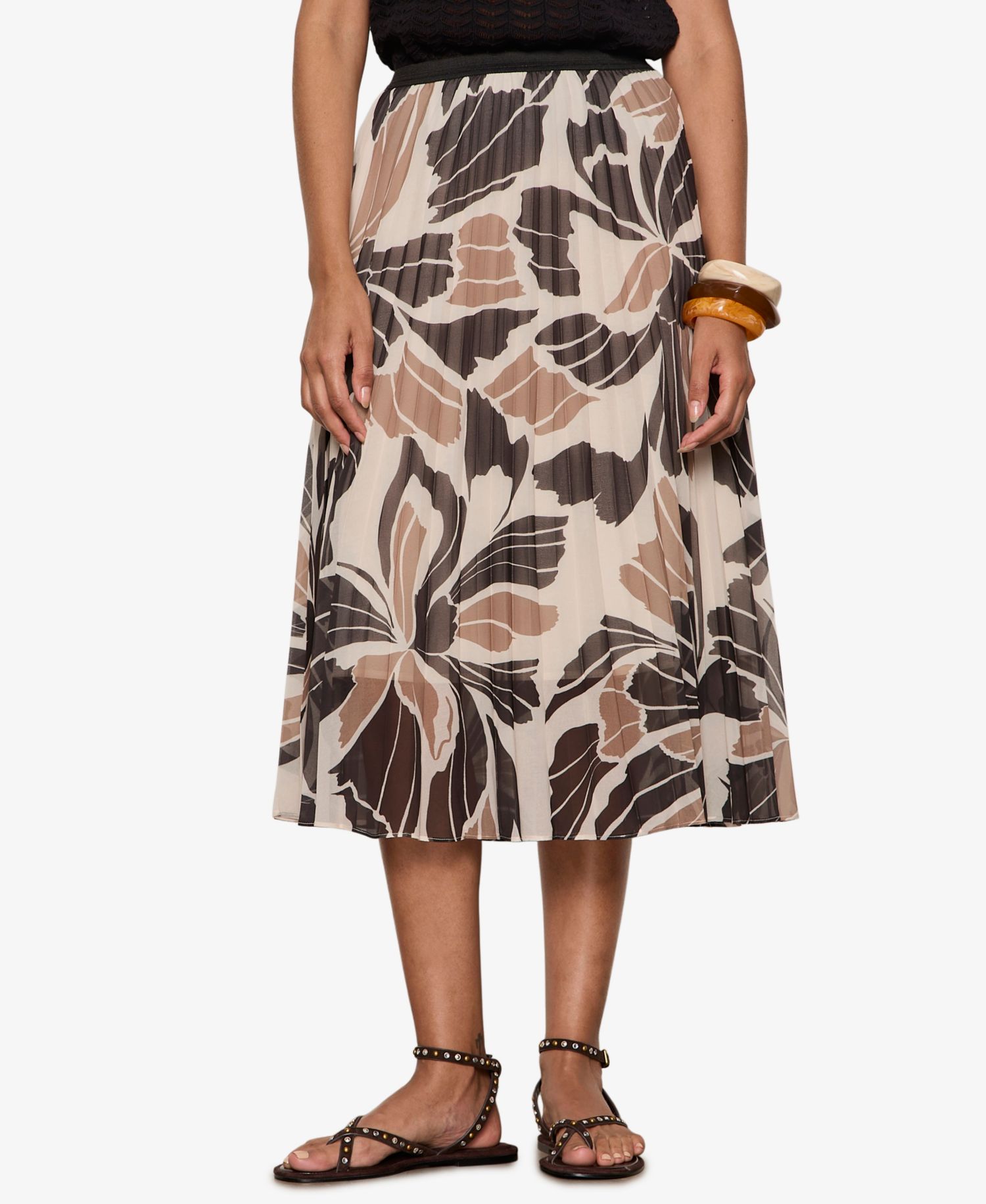 Women's Nostalgia Pleated Polyester Midi Skirt