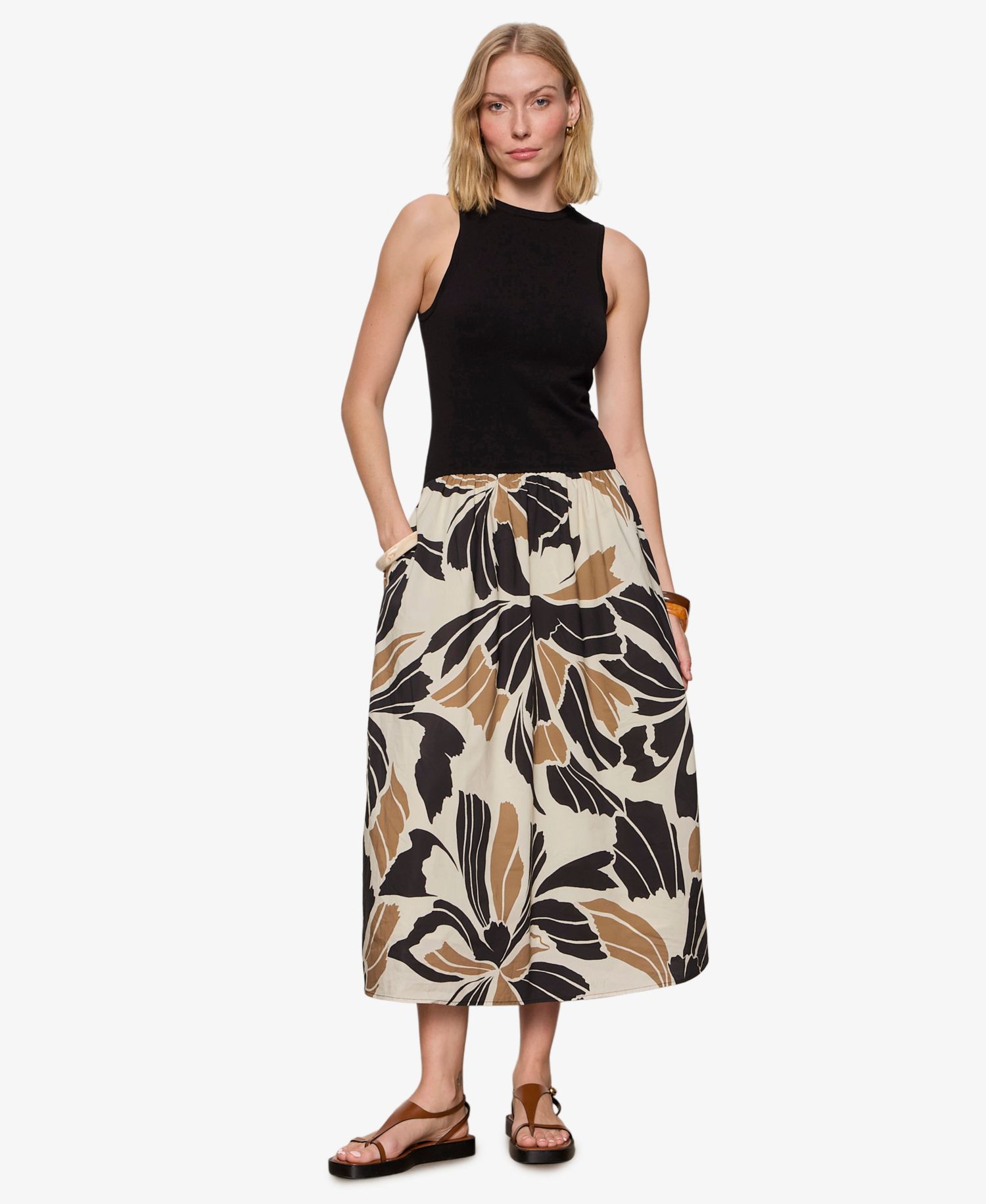Women's Sleeveless Crewneck Midi Dress