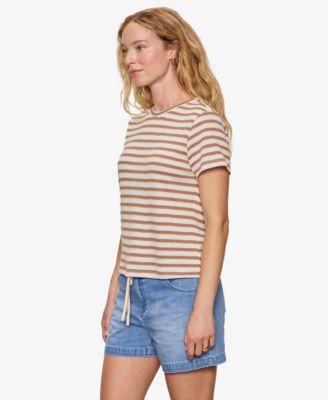 Women's Striped Crewneck Textured T-Shirt
