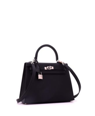 Kelly 25 Handbag Black Epsom with Palladium Hardware