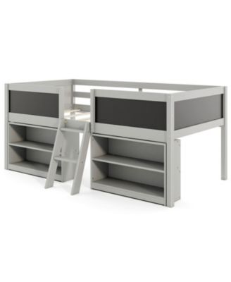 Loft Bed with Storage Shelves and Ladder