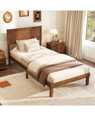 Rubberwood Bed Frame with Headboard