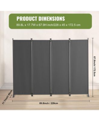 4-Panel Freestanding Fabric Room Divider with Metal Frame