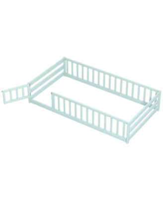 Twin Montessori Floor Bed Frame with Full Length Guardrails