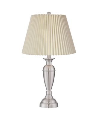 Blair Traditional Table Lamps 25" High Set of 2 Brushed Nickel Linen for Bedroom Living Room Bedside Nightstand Office