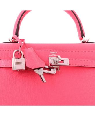 Kelly 25 Handbag Pink Chevre Mysore with Palladium Hardware