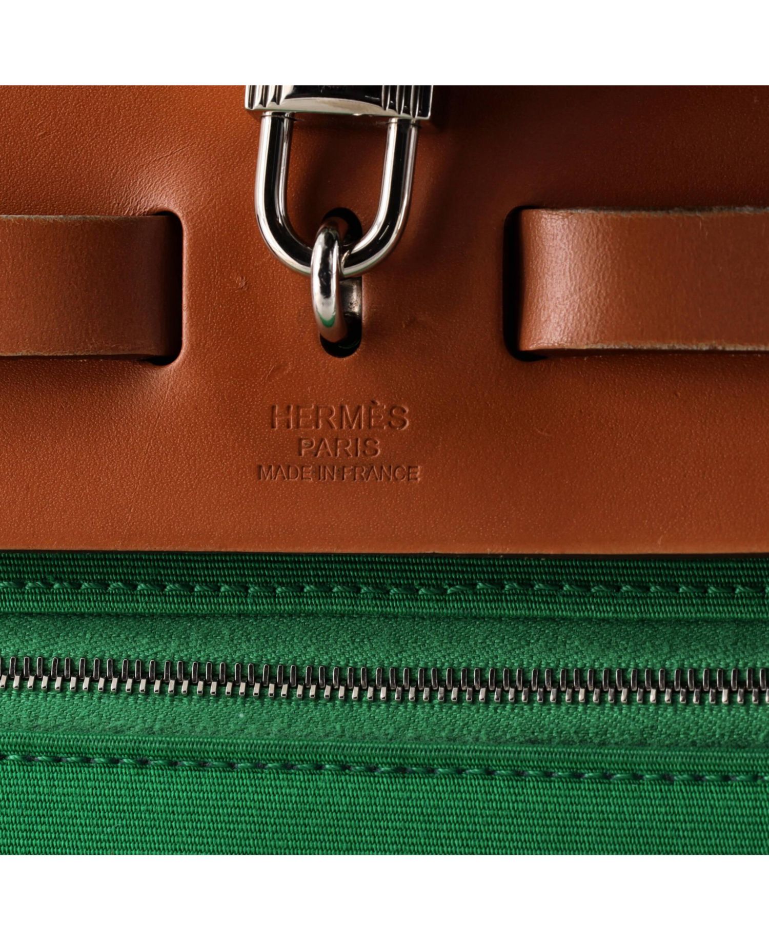 Pre-Owned HERMES 31 Herbag Zip Berline Vache Canvas and Leather