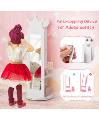 Princess Vanity Table and Stool Set with Jewelry Cabinet and Full-Length Mirror