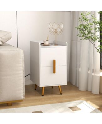 Nightstand with 2 Drawers and USB Charging Ports