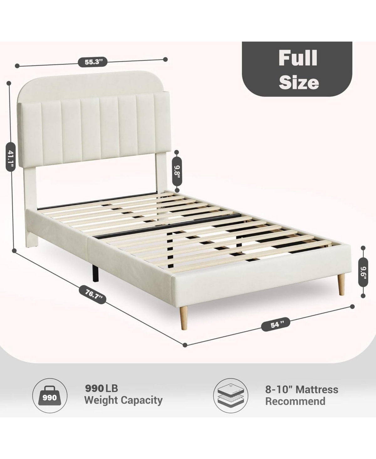 gaomon Bed Frame Bookcase Headboard Upholstered Platform No Box Spring Wooden Slats Support