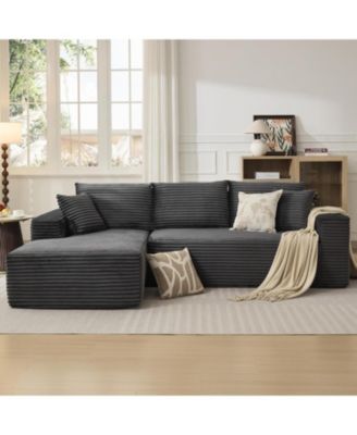 108" Cloud Sectional Sofa, L-Shaped Couch with Deep Seat, Corduroy, Dark Grey Left Chaise
