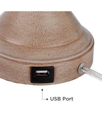 Avery Traditional Table Lamps 25" High Set of 2 Faux Wood with USB Charging Port LED Touch On Off for Living Room Home Desk