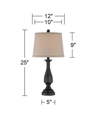 Ben 25" High Candlestick Traditional Table Lamps Set of 2 WiFi Smart Socket Dark Bronze Metal Living Room Bedroom