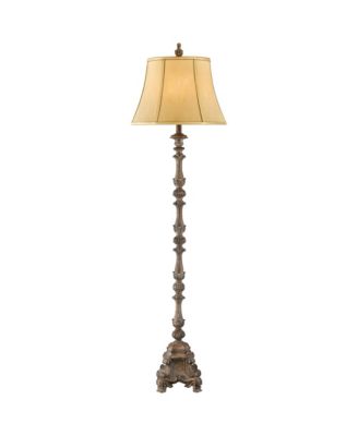 French Traditional 62" Tall Standing Floor Lamps Set of 2 Lights Candlestick Faux Wood Finish Living Room