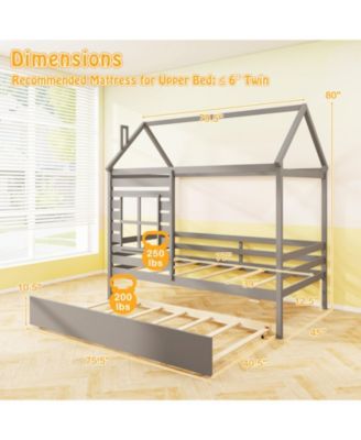 Kids House Bed Frame with Safety Rails
