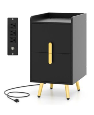 Nightstand with 2 Drawers and USB Charging Ports