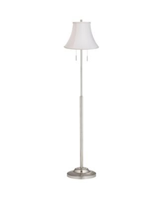 Modern Floor Lamp Brushed Nickel Imperial  Fabric Bell Shade for Living Room Reading Bedroom Office