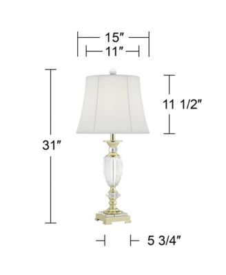Traditional Table Lamps 28.75" Tall Set of 2 Faceted Crystal and Brass  Bell Shade for Living Room Family Bedroom