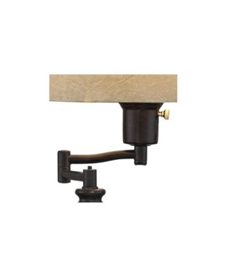 Traditional Swing Arm Desk Table Lamps 21.75" High Set of 2 with USB Port Bronze Metal Faux Leather Shade for Living Room Bedroom