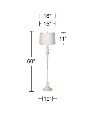 Vintage Chic Floor Lamp 60" Tall   Washed Drum Shade for Living Room Reading Bedroom Office