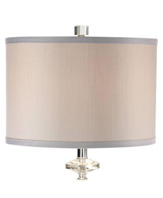 Traditional Glam Table Lamp with USB Charging Port 26.5" High Crystal Column  Drum Shade Living Room Bedroom House