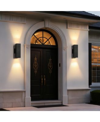 2-Pack Dusk to Dawn Outdoor Wall Sconce, Square Sensor Light for Porch Patio Garage