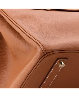 Birkin 35 Handbag Brown Veau Grain Lisse with Gold Hardware