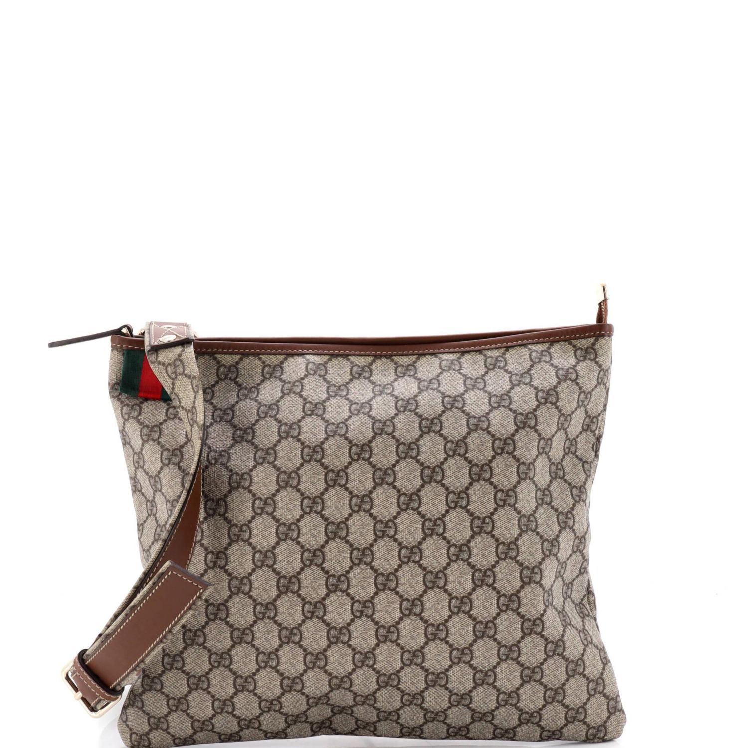 Large Web Loop Flat Messenger GG Coated Canvas