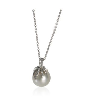 Pre-Owned Tiffany Co Platinum Pearl and Diamond Fireworks Pendant - Platinum 1850$